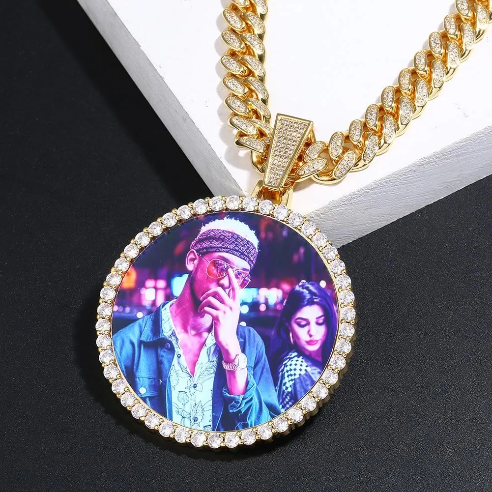 12MM Cuban Chain Photo Medallion Necklace- Mother's Day Gift For Mom