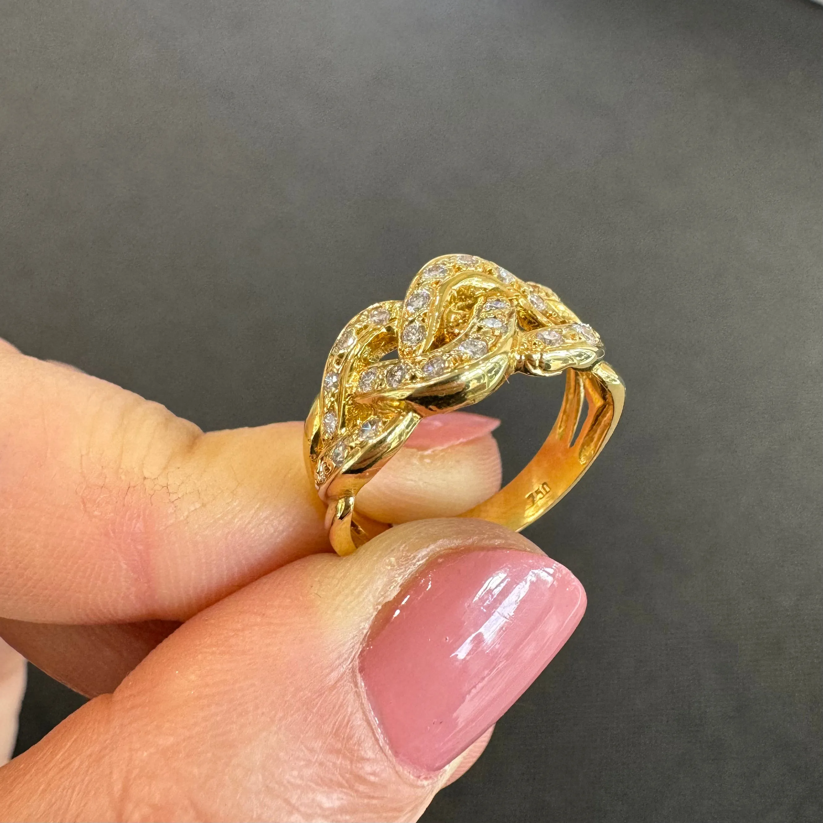 18ct Yellow Gold Diamond Knot Ring