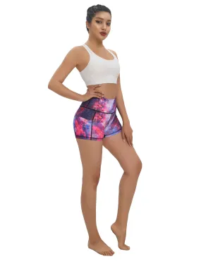 2.5" Printed Side Pockets Yoga Shorts galaxy