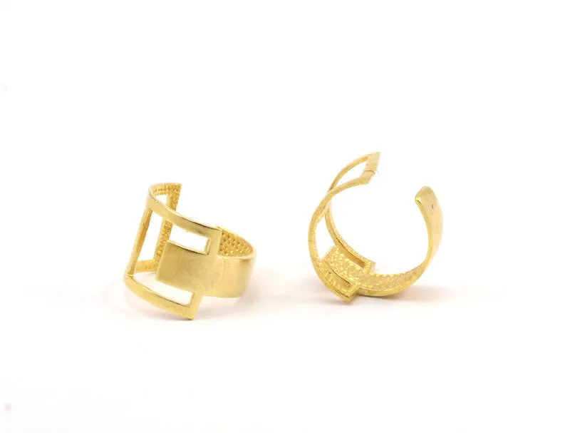 3 Raw Brass Adjustable Rings N0024