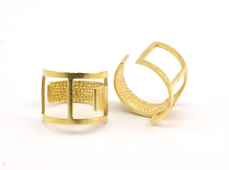 3 Raw Brass Adjustable Rings N0024