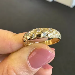 9ct Yellow Gold Hammer Set Diamond Ring