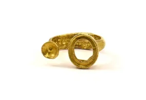 Adjustable Ring Settings - 2 Raw Brass Adjustable Rings with 2 Stone Settings - Pad Size 10x12mm N0133