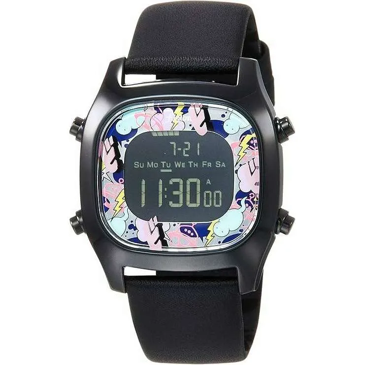 ALBA FUSION HARDLEX SQUARE DIGITAL DIAL BLACK LEATHER STRAP UNISEX WATCH AFSM701