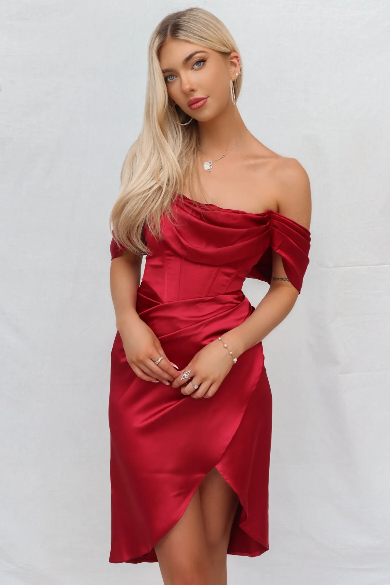 Anastasia Midi Dress - Wine Red