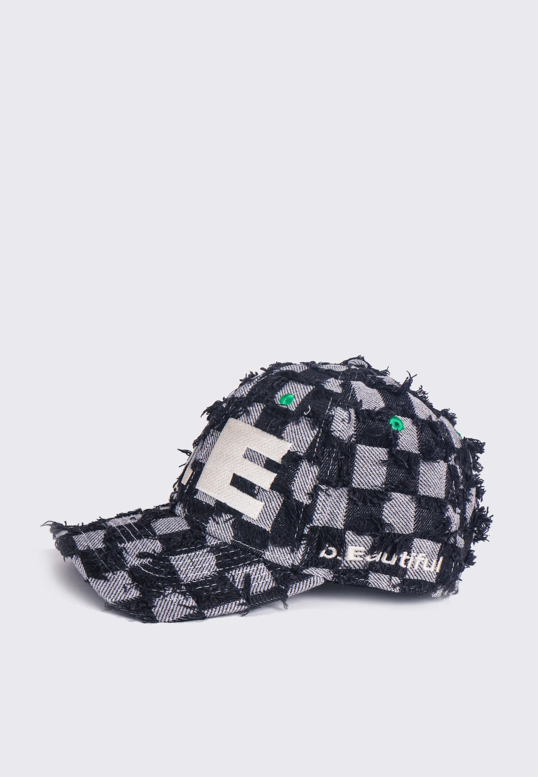 b.E Hat - Black Checker Denim