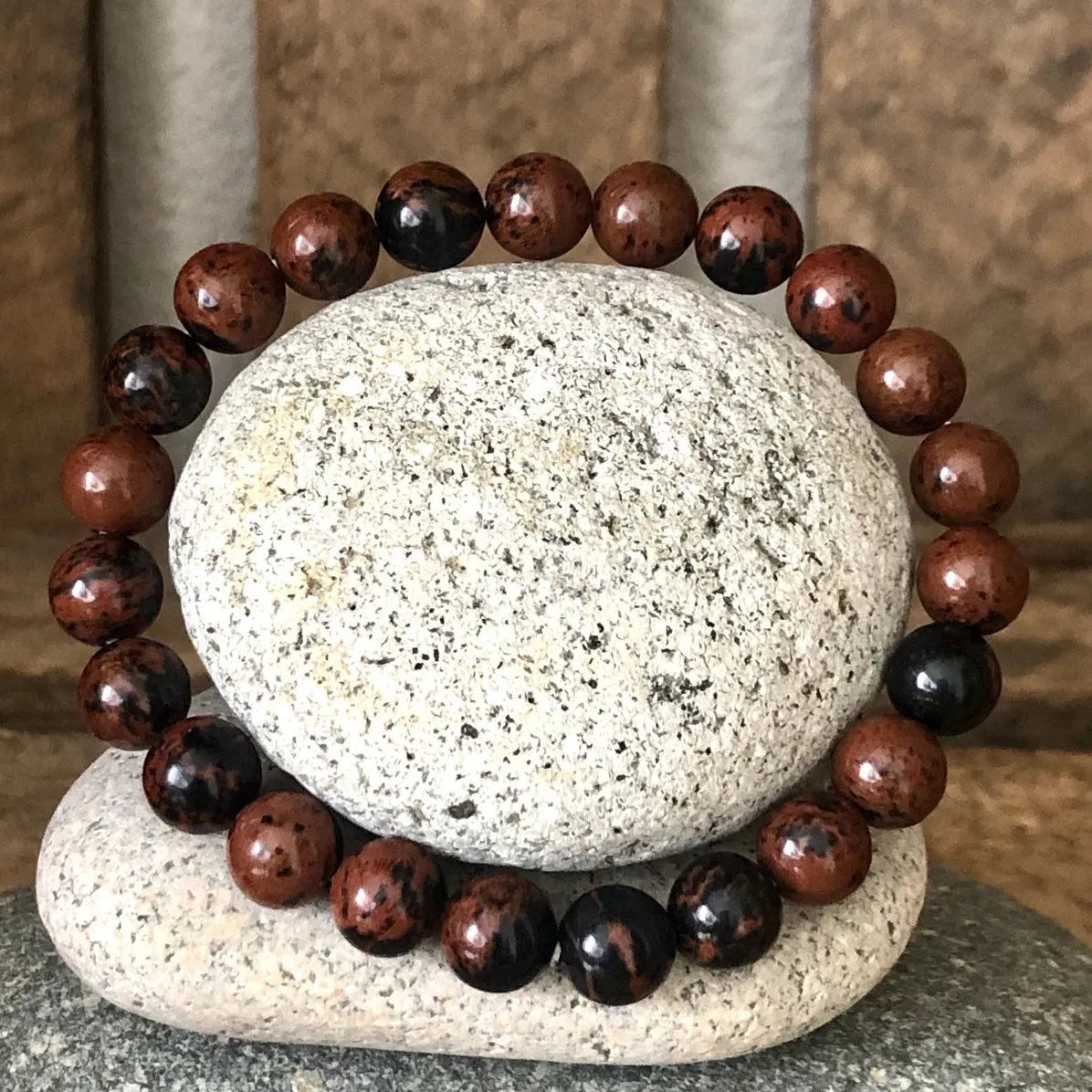 Certified Mahogany Obsidian 8mm Natural Stone Bracelet