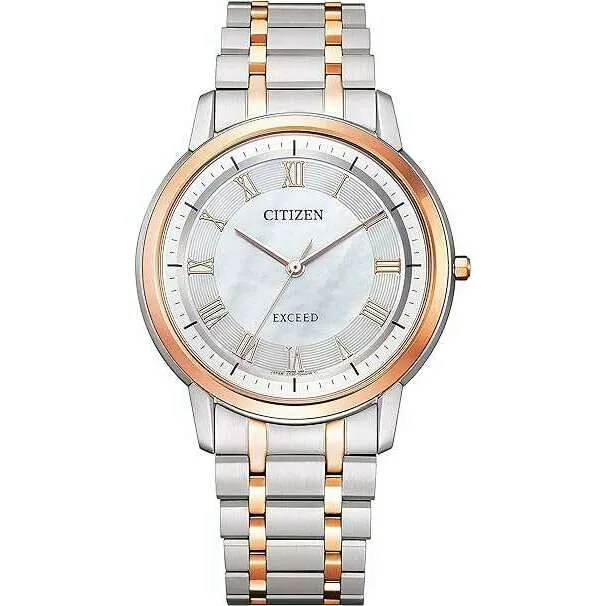 CITIZEN EXCEED ANALOG GOLDEN & PEARL COLOR TITANIUM MEN WATCH AR4004-71D