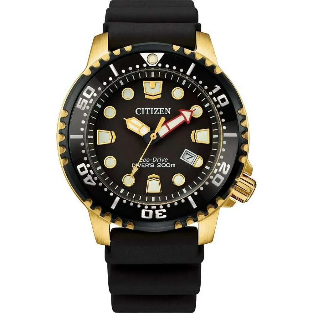 CITIZEN PROMASTER ECO DRIVE DIVER'S 200M BLACK & GOLD MEN WATCH BN0152-06E