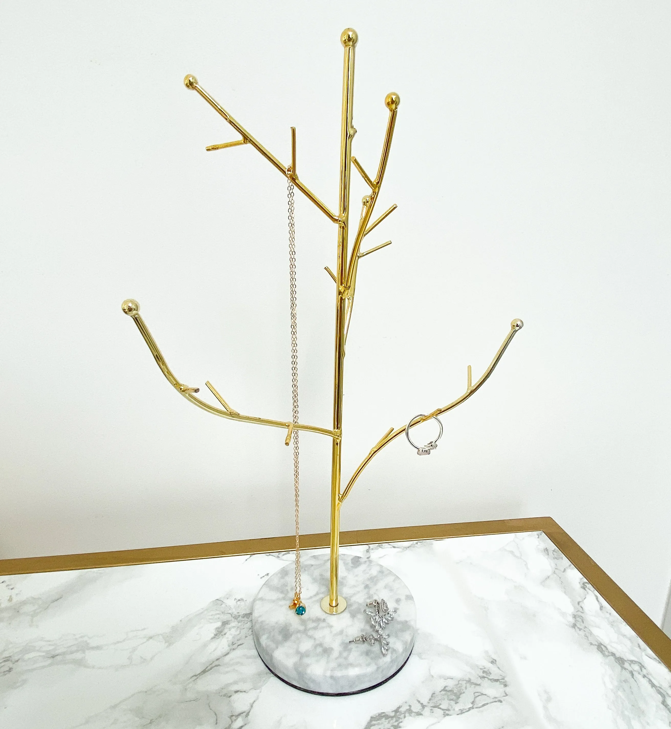 Large Marble & Gold Jewellery Tree