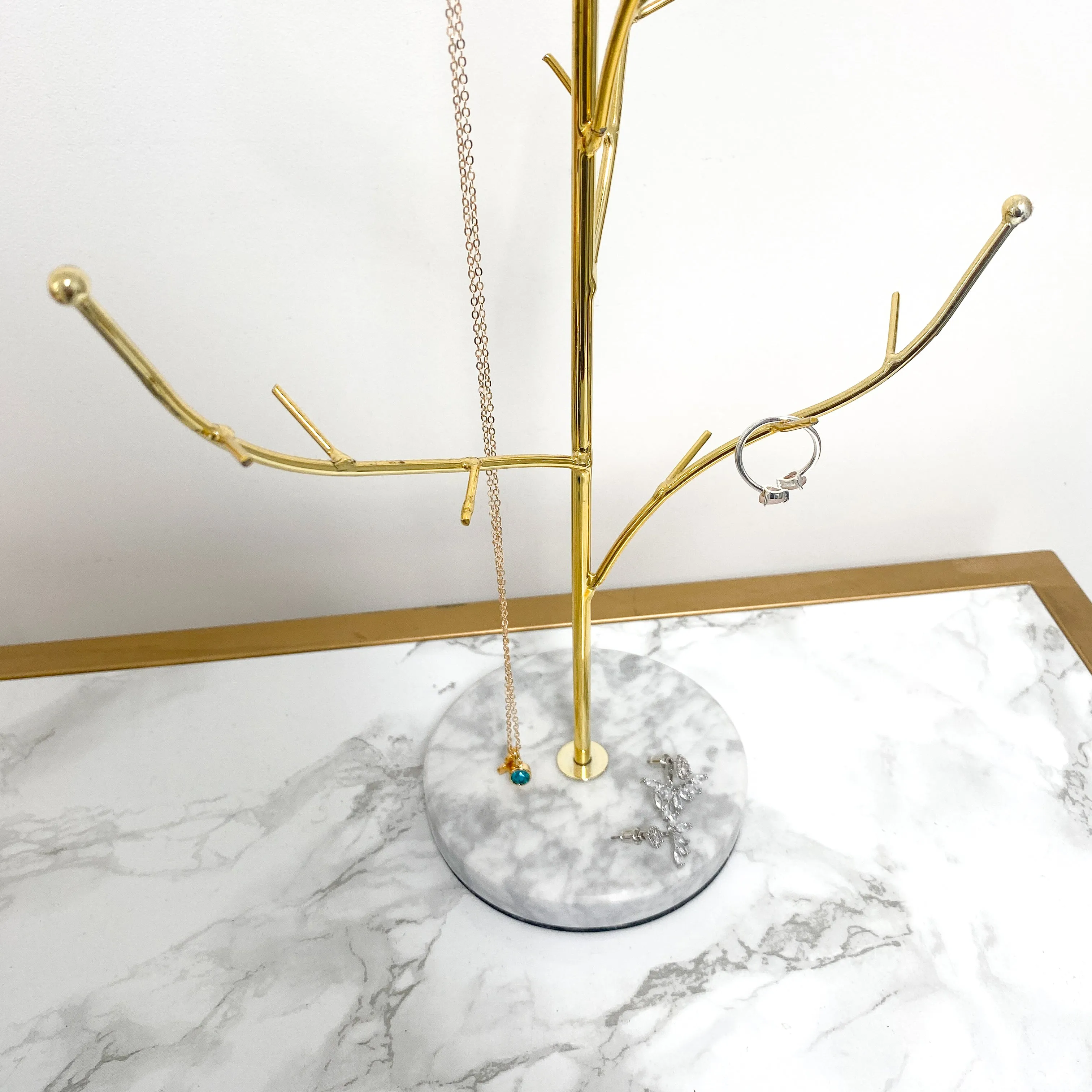 Large Marble & Gold Jewellery Tree