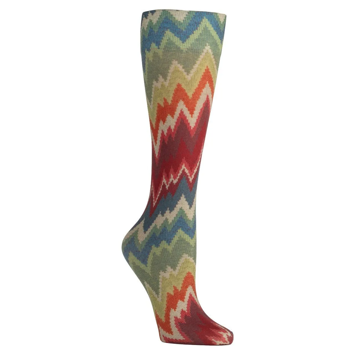 Lightweight Patterned Compression Socks in Fall Chevron in Regular & Plus Size