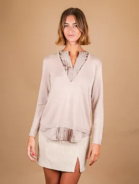 MAGLIA CAMICIA 2 IN 1 BEIGE