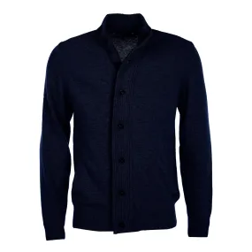 Maglione Uomo Barbour Patch Zip Thru Blu Navy