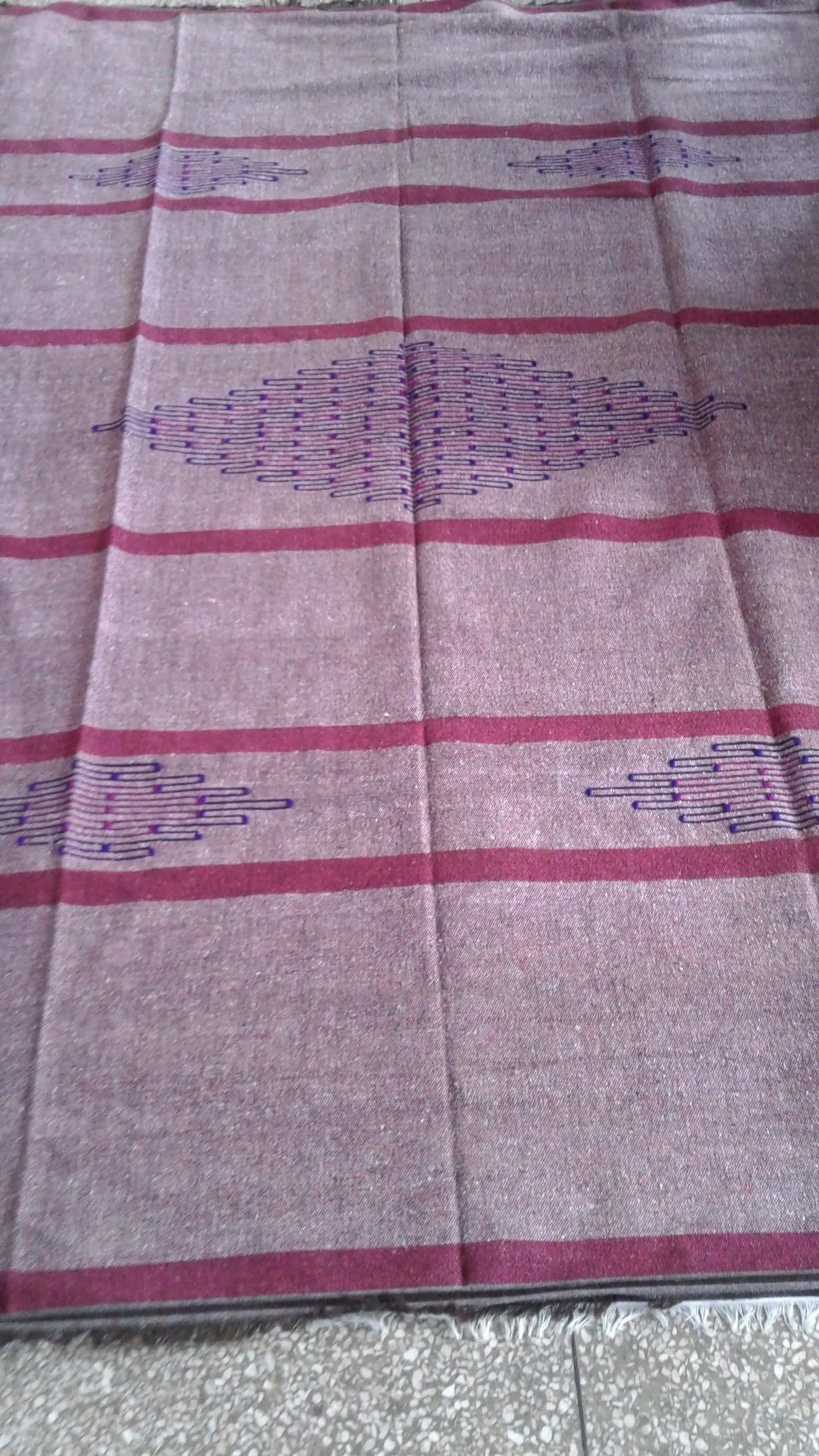 Moroccan Blanket/Rug - Wool Embroidered - Khmiss