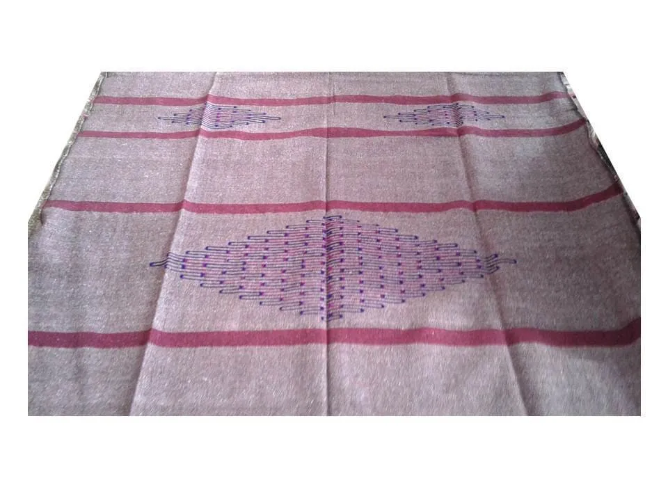 Moroccan Blanket/Rug - Wool Embroidered - Khmiss