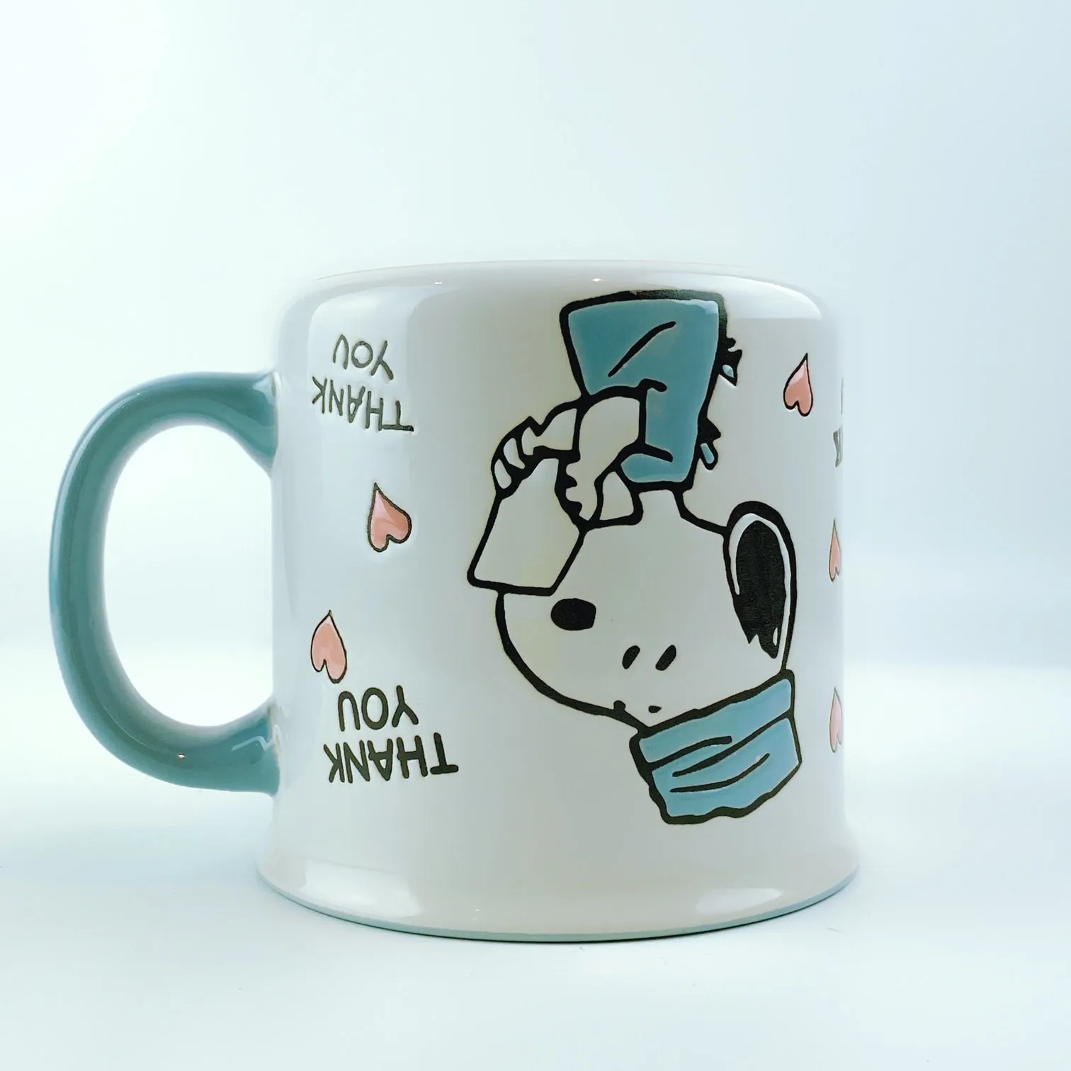 Peanuts Snoopy Scrub Wearing 'Thank You' Doctor Ceramic Mug 21 oz - Light Blue