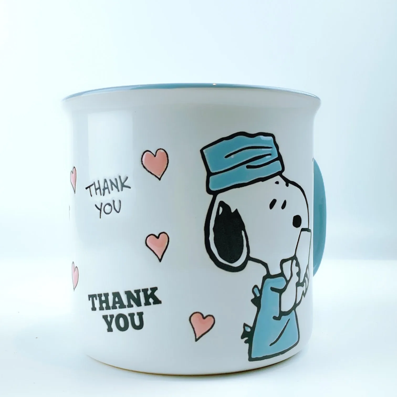 Peanuts Snoopy Scrub Wearing 'Thank You' Doctor Ceramic Mug 21 oz - Light Blue