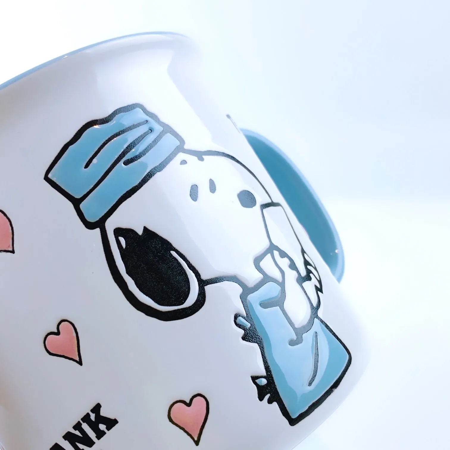 Peanuts Snoopy Scrub Wearing 'Thank You' Doctor Ceramic Mug 21 oz - Light Blue