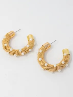 Pearly Raffia Hoops