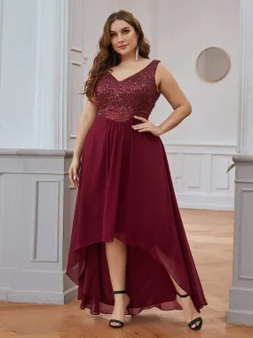 Sexy High-Low Chiffon / Sequin Gown Size 24 Style 00410