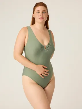 Swimwear V Neck One Piece High Absorbency Oasis Green